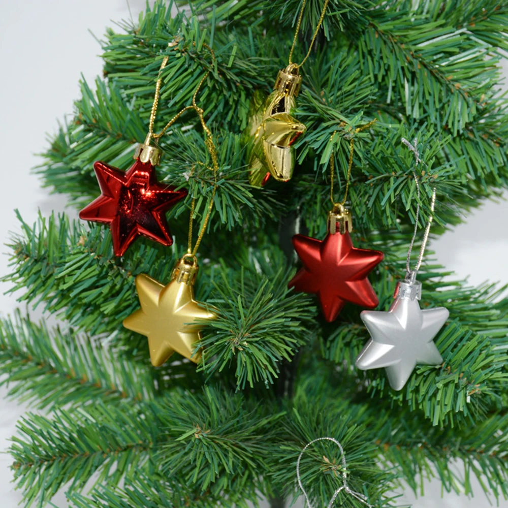 12Pcs Christmas Balls Xmas Tree Hanging Ornaments Ball Heart Stars Gold Red Pendants Merry Christmas Party Decor 2023 New Year