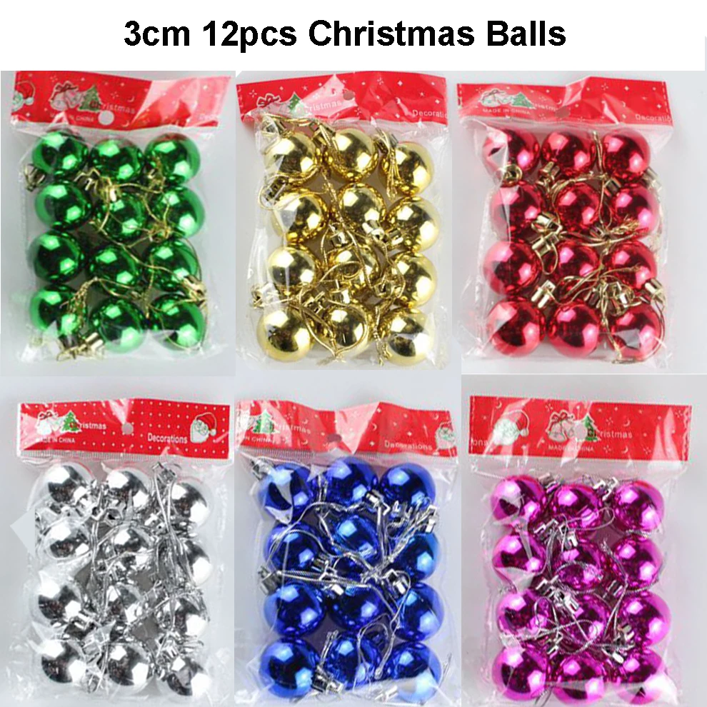 12Pcs Christmas Balls Xmas Tree Hanging Ornaments Ball Heart Stars Gold Red Pendants Merry Christmas Party Decor 2023 New Year