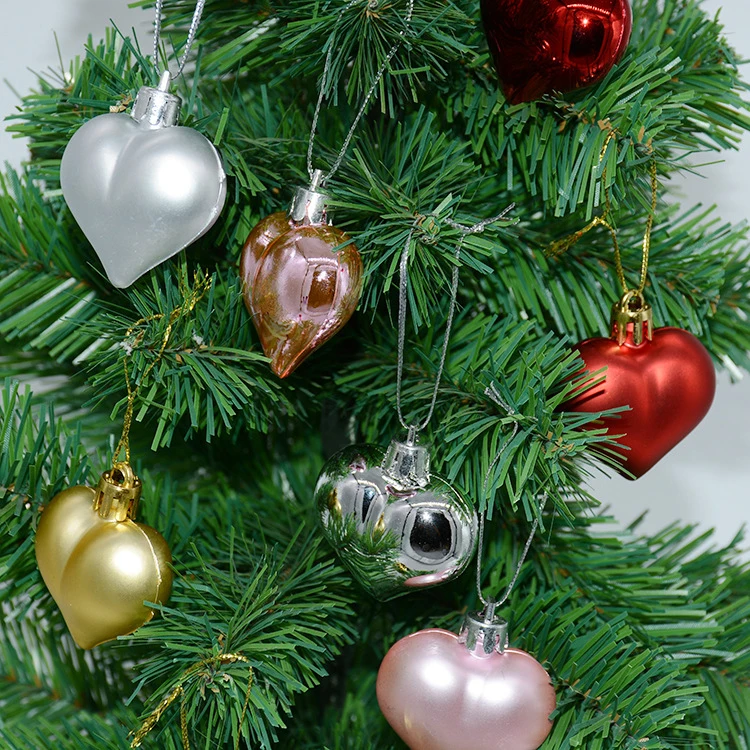 12Pcs Christmas Balls Xmas Tree Hanging Ornaments Ball Heart Stars Gold Red Pendants Merry Christmas Party Decor 2023 New Year