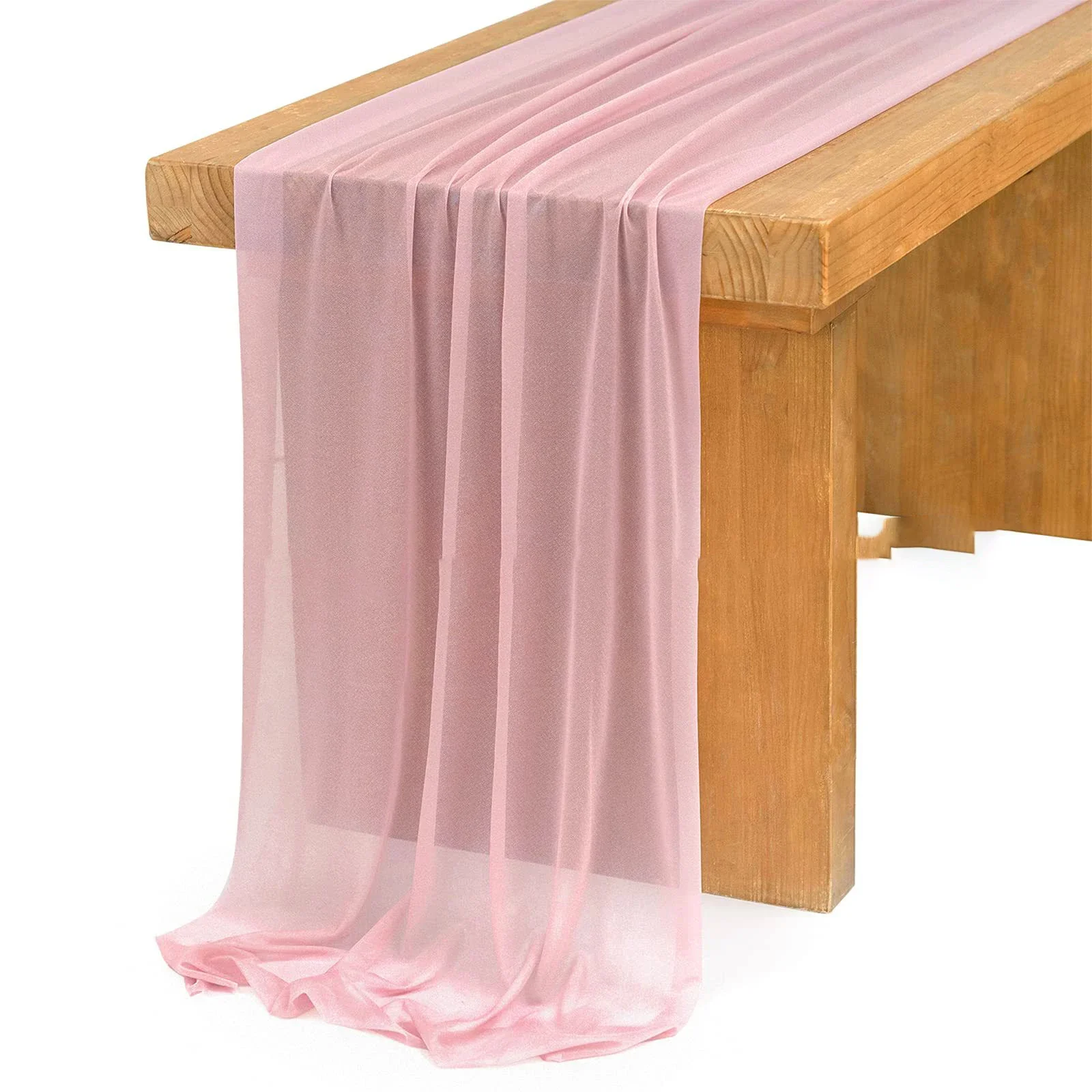 Thin Chiffon Beige Table Runner Table Setting Semi-Sheer Dining Vintage Wedding Party Christmas Banquets Arches Cake Decor