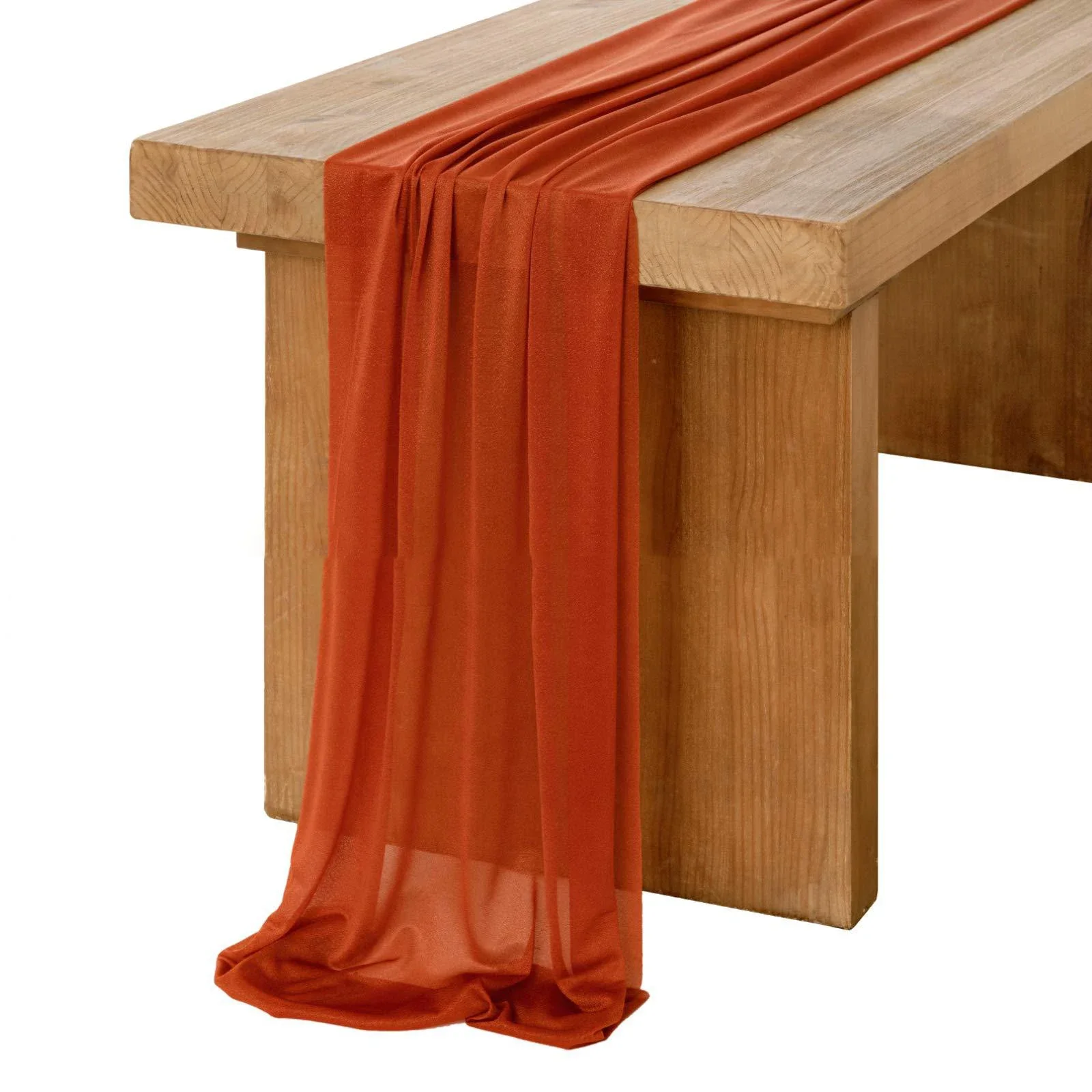 Thin Chiffon Beige Table Runner Table Setting Semi-Sheer Dining Vintage Wedding Party Christmas Banquets Arches Cake Decor
