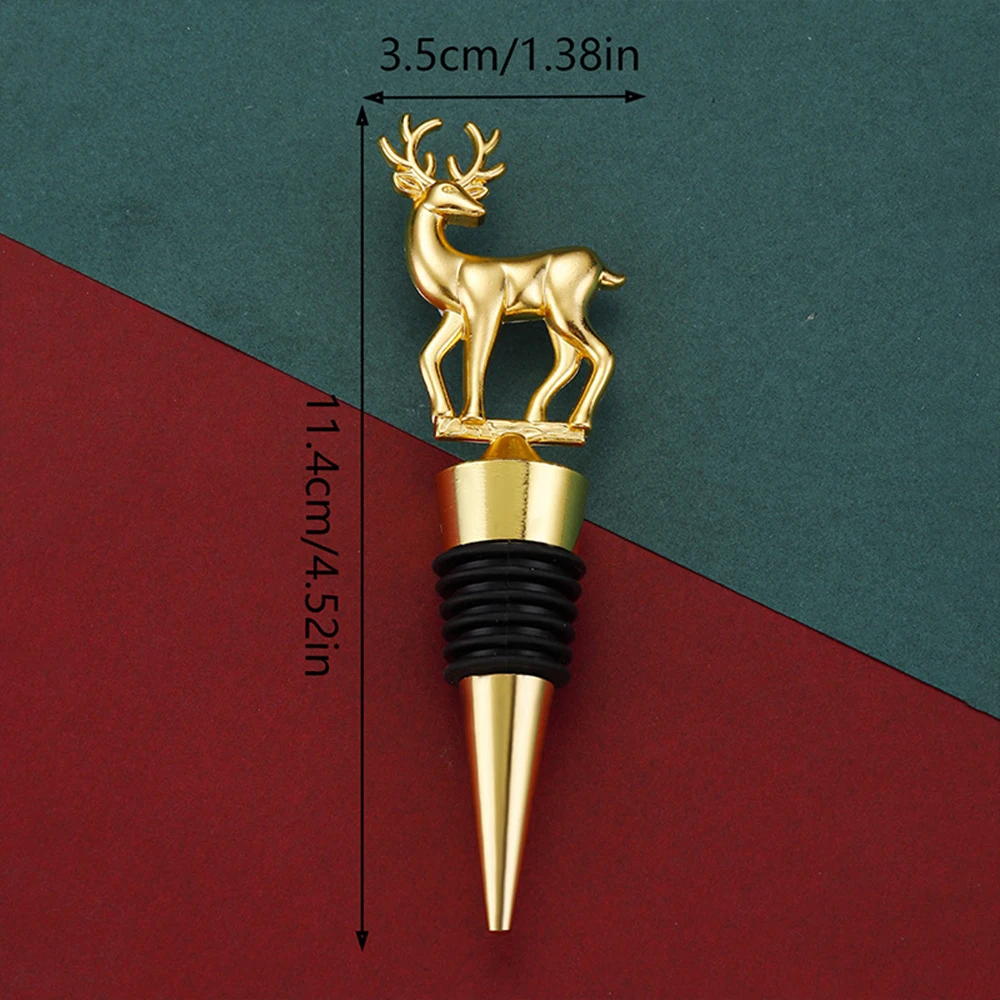 Christmas Deer Wine Bottle Stopper Golden Reindeer Wine Stopper for Party Wedding Xmas Wine Gift Bar Accessories