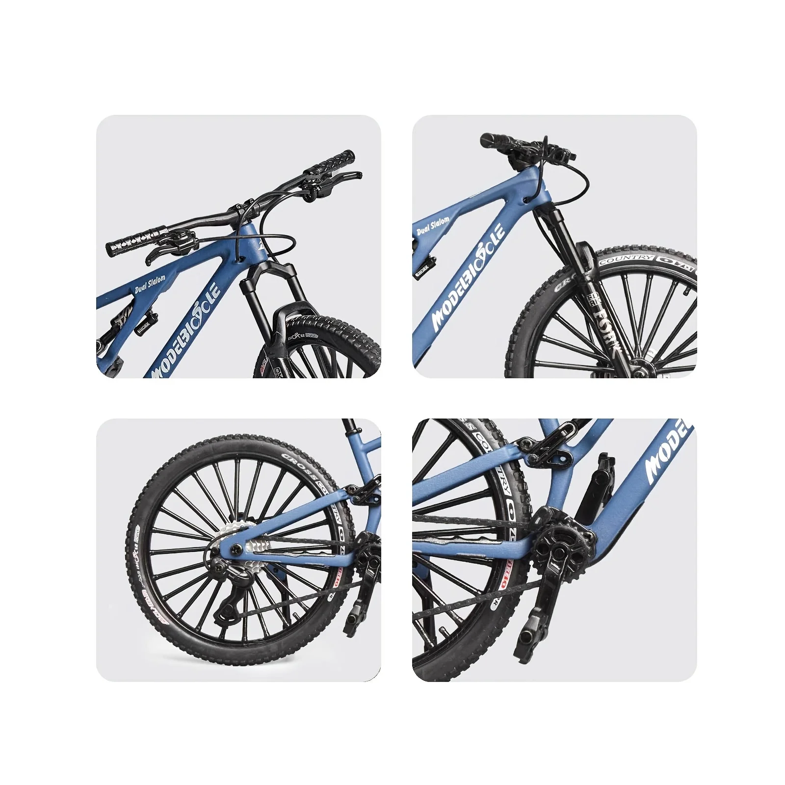 1:6 Scale Alloy Mountain Bike Model Realistic Gear Toy with Front & Rear Shock Absorbers Christmas Gifts for Bicycle Enthusiasts
