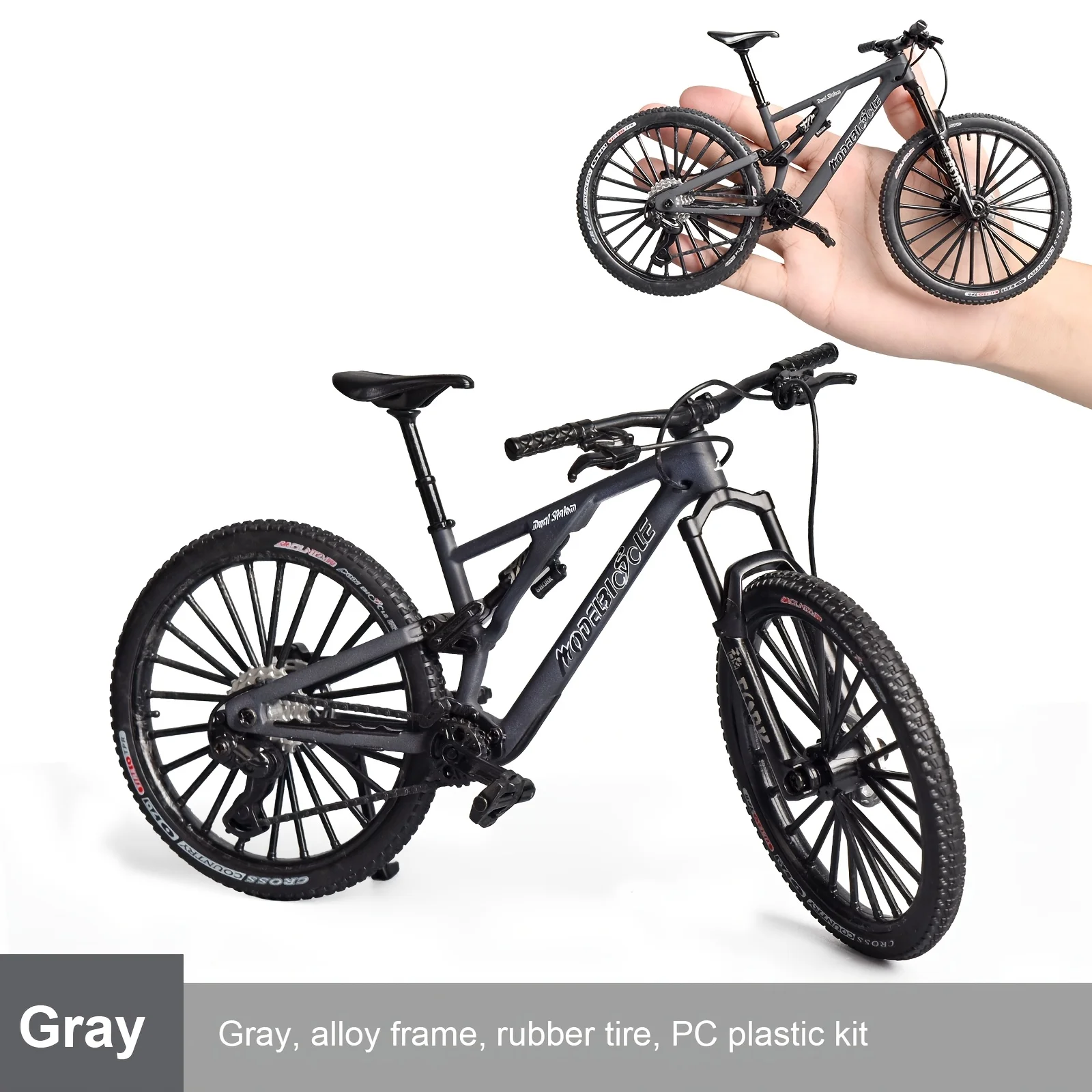 1:6 Scale Alloy Mountain Bike Model Realistic Gear Toy with Front & Rear Shock Absorbers Christmas Gifts for Bicycle Enthusiasts