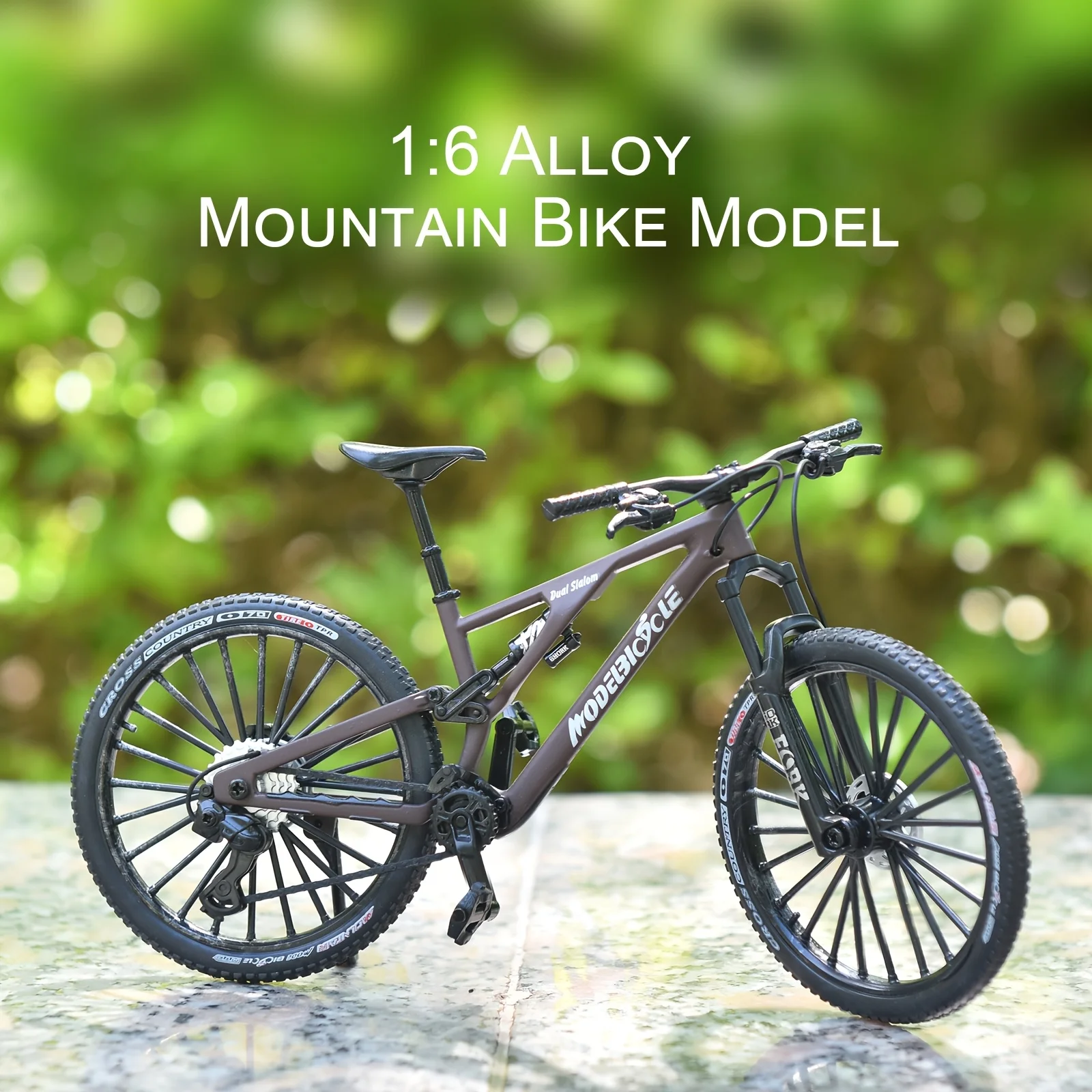 1:6 Scale Alloy Mountain Bike Model Realistic Gear Toy with Front & Rear Shock Absorbers Christmas Gifts for Bicycle Enthusiasts