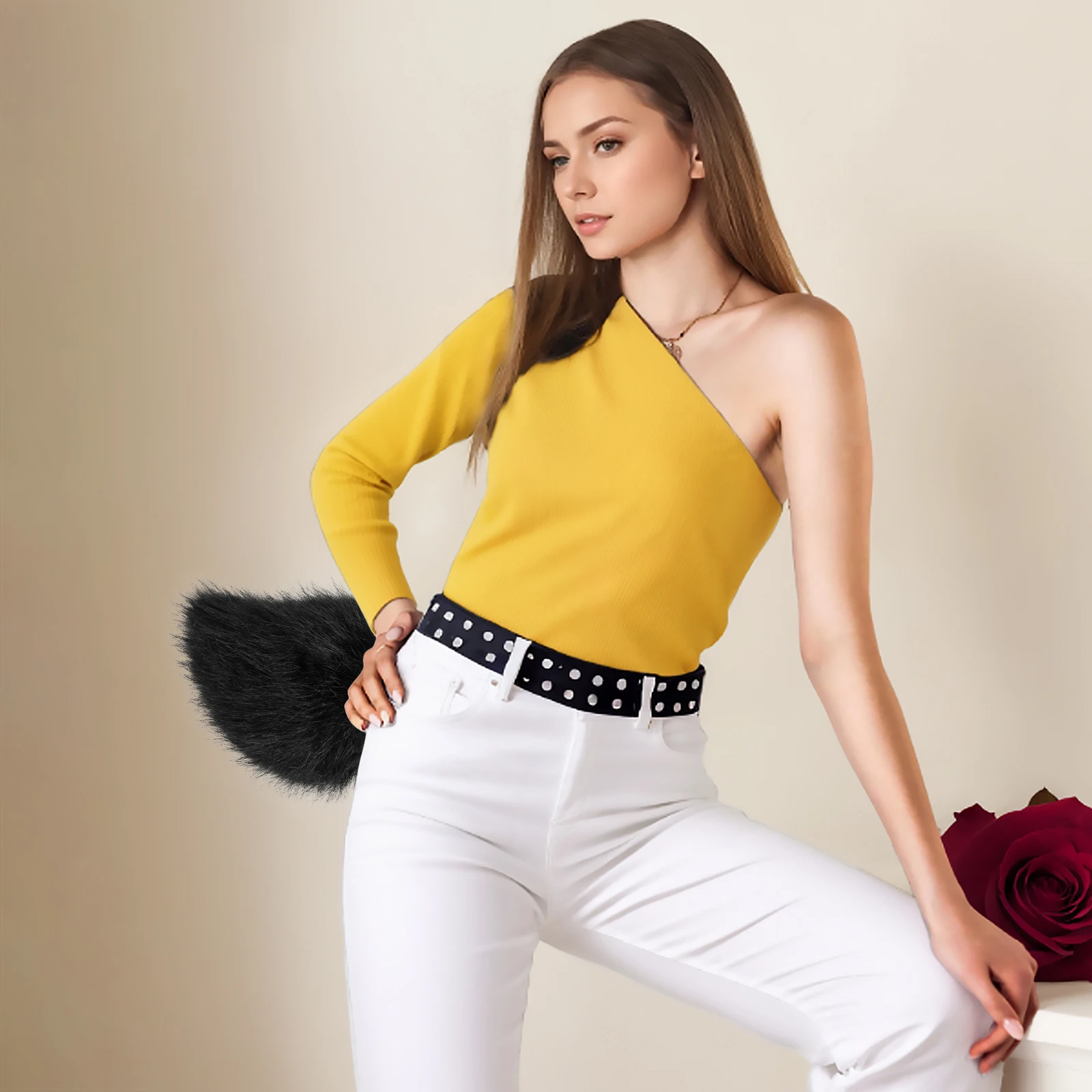 Plush Faux Fur Bunny Tail Cosplay Rabbit for Halloween Christmas Easter Costume Accessories