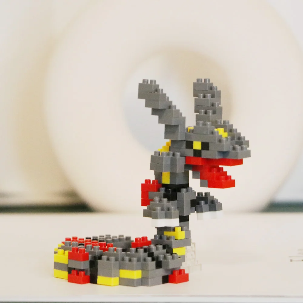 Kawaii Pokemon Marowak Lucario Mimikyu Building Block Piplup Mega Rayquaza Charizard Assembled Mini Brick Toy for Christmas Gift