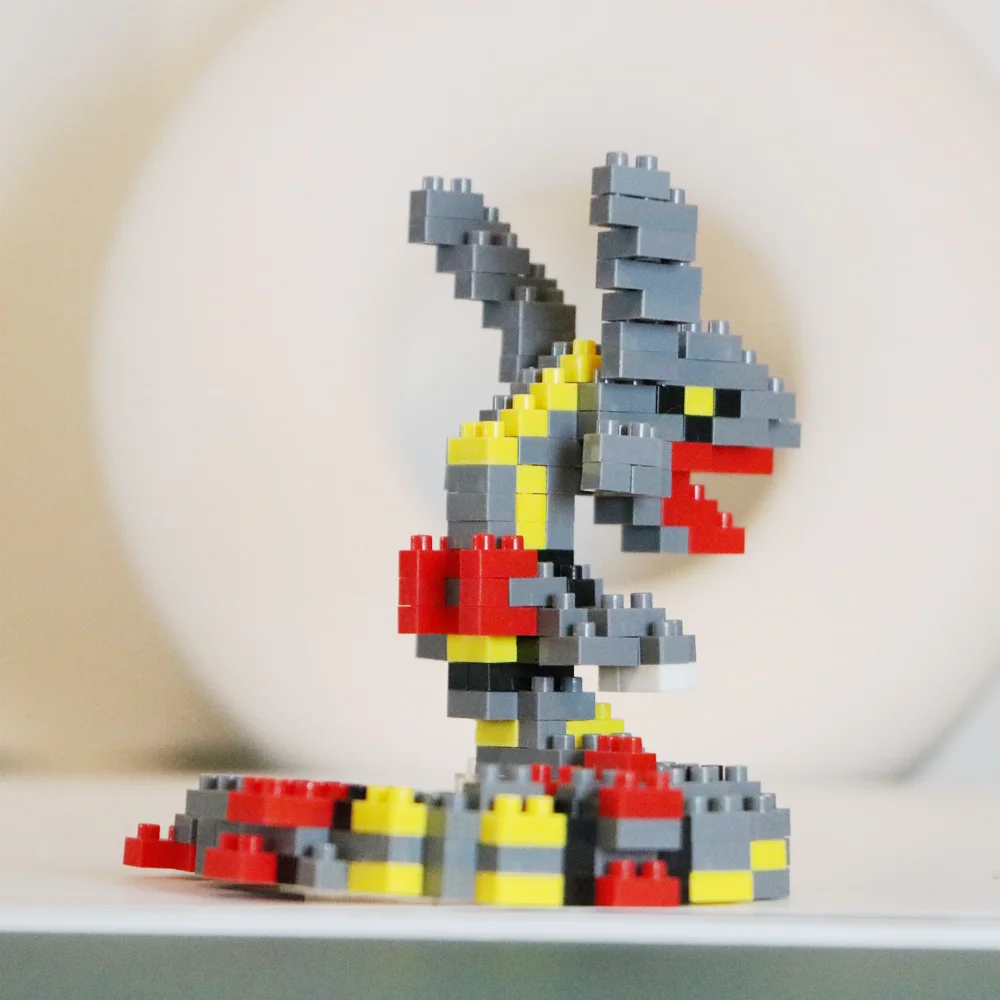 Kawaii Pokemon Marowak Lucario Mimikyu Building Block Piplup Mega Rayquaza Charizard Assembled Mini Brick Toy for Christmas Gift