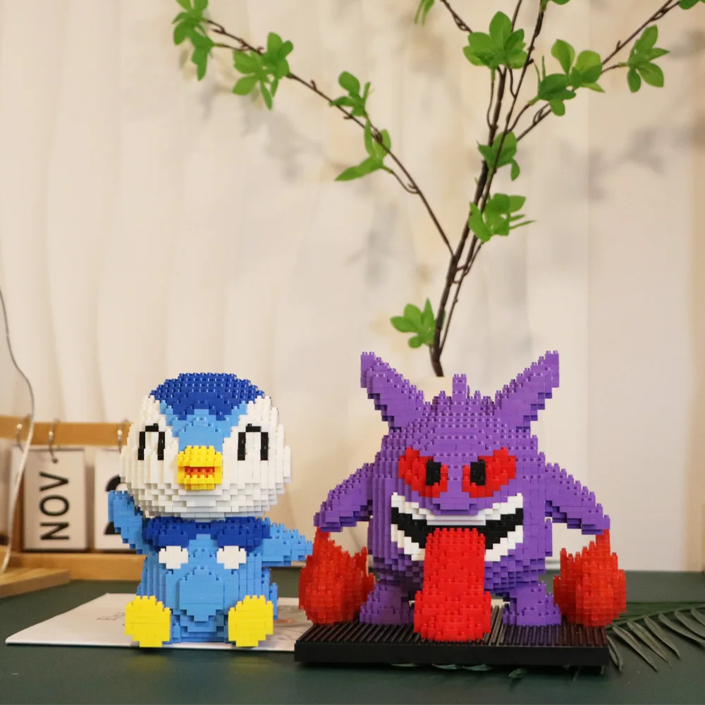 Kawaii Pokemon Marowak Lucario Mimikyu Building Block Piplup Mega Rayquaza Charizard Assembled Mini Brick Toy for Christmas Gift