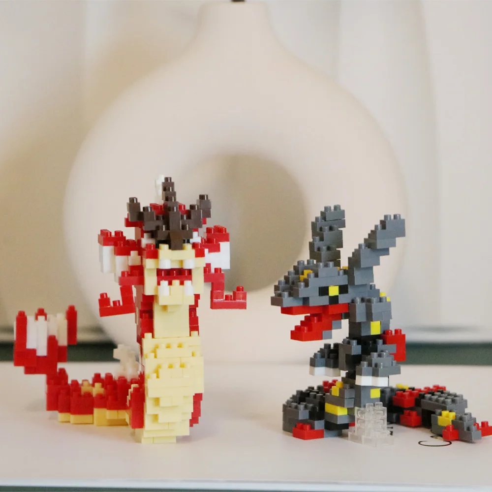 Kawaii Pokemon Marowak Lucario Mimikyu Building Block Piplup Mega Rayquaza Charizard Assembled Mini Brick Toy for Christmas Gift