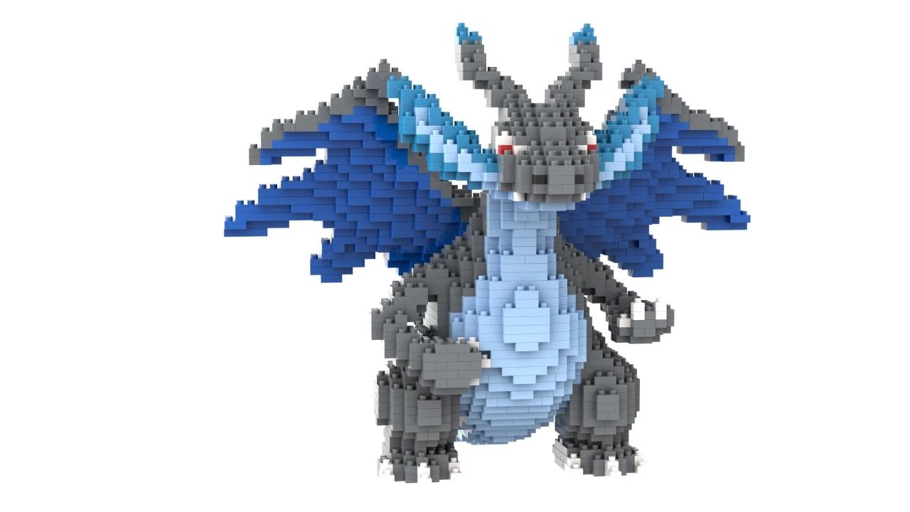 Kawaii Pokemon Marowak Lucario Mimikyu Building Block Piplup Mega Rayquaza Charizard Assembled Mini Brick Toy for Christmas Gift