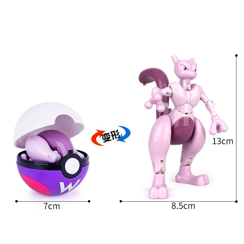 Authentic Pokemon PokeballAction Figure MEWTWO GENGAR PIKACHU Mobile Handheld Model Ornament Children's Toys Christmas Gifts