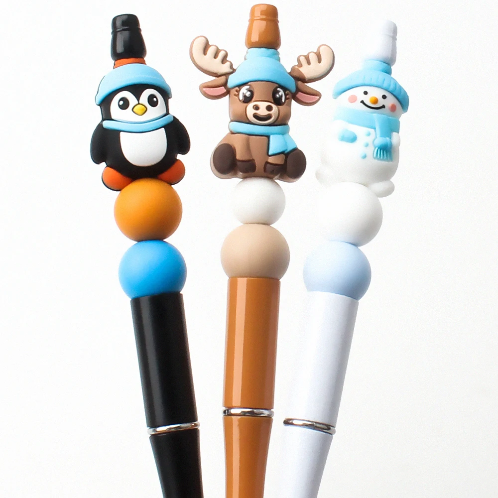 5/10/20pcs Winter-Themed Silicone Bead Christmas Snowman, Penguin,Polar Bear Designs for DIY Jewelry Keychains Making