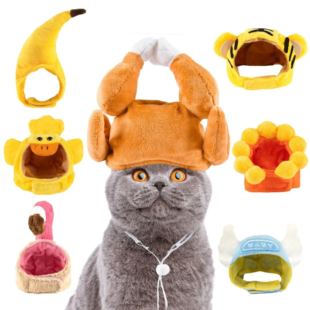 Kitten Funny Hat for Cat Cosplay Dress Up Clothes Cute Pet Hat Photo Prop Universal Puppy Cat Cap for Halloween Christmas Party