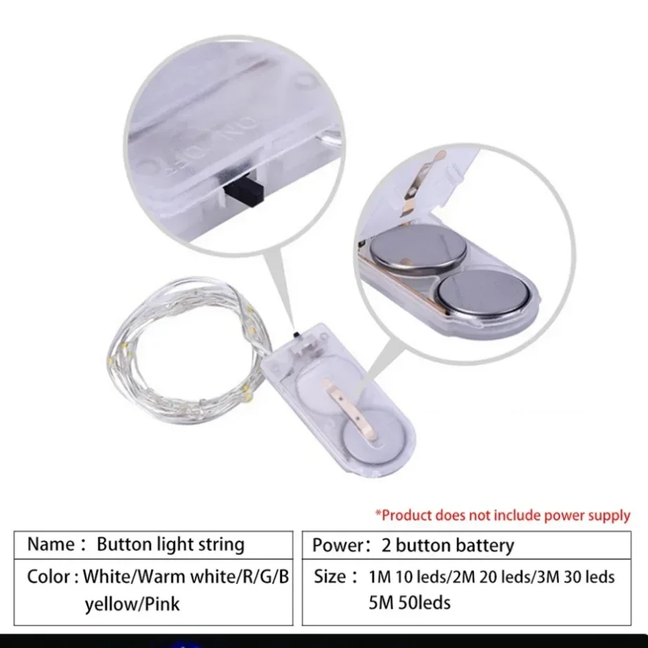 10PCS Wholesale 5m~1m LED Copper Wire Fairy Lights LED String Lights Party Wedding Indoor Christmas Decoration Garland Lights