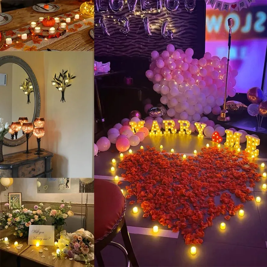24~1PCS 2 Types Flameless Led Candle Lights Simulated Electric Candle Wedding Christmas Halloween Party Festival Decoration