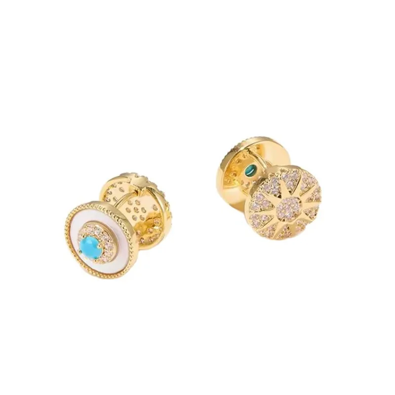 New Arrival Trendy Sun & Star Shiny CZ Zircon 14K Gold Filled Lady Stud Earrings Anti Allergy Christmas Gifts Girlfriend