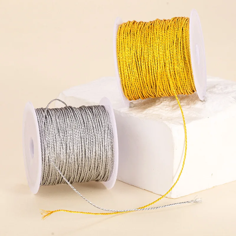 0.2-1MM Silver Gold Color Cord Jewelry Thread Metallic Ornament String for Christmas Tree Hanging Crafts Making Gift Decoratiion