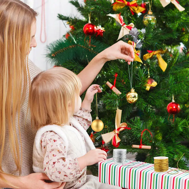 0.2-1MM Silver Gold Color Cord Jewelry Thread Metallic Ornament String for Christmas Tree Hanging Crafts Making Gift Decoratiion