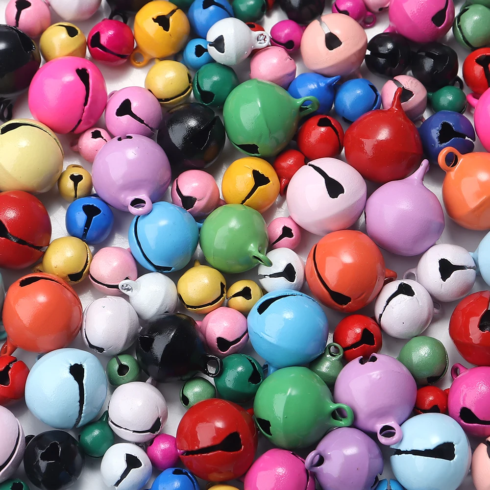 50pcs/lot Small Jingle Bells Beads Mix Colors Loose Charm Bell For Handmade Christmas Party Decoration DIY Jewelry Accessories