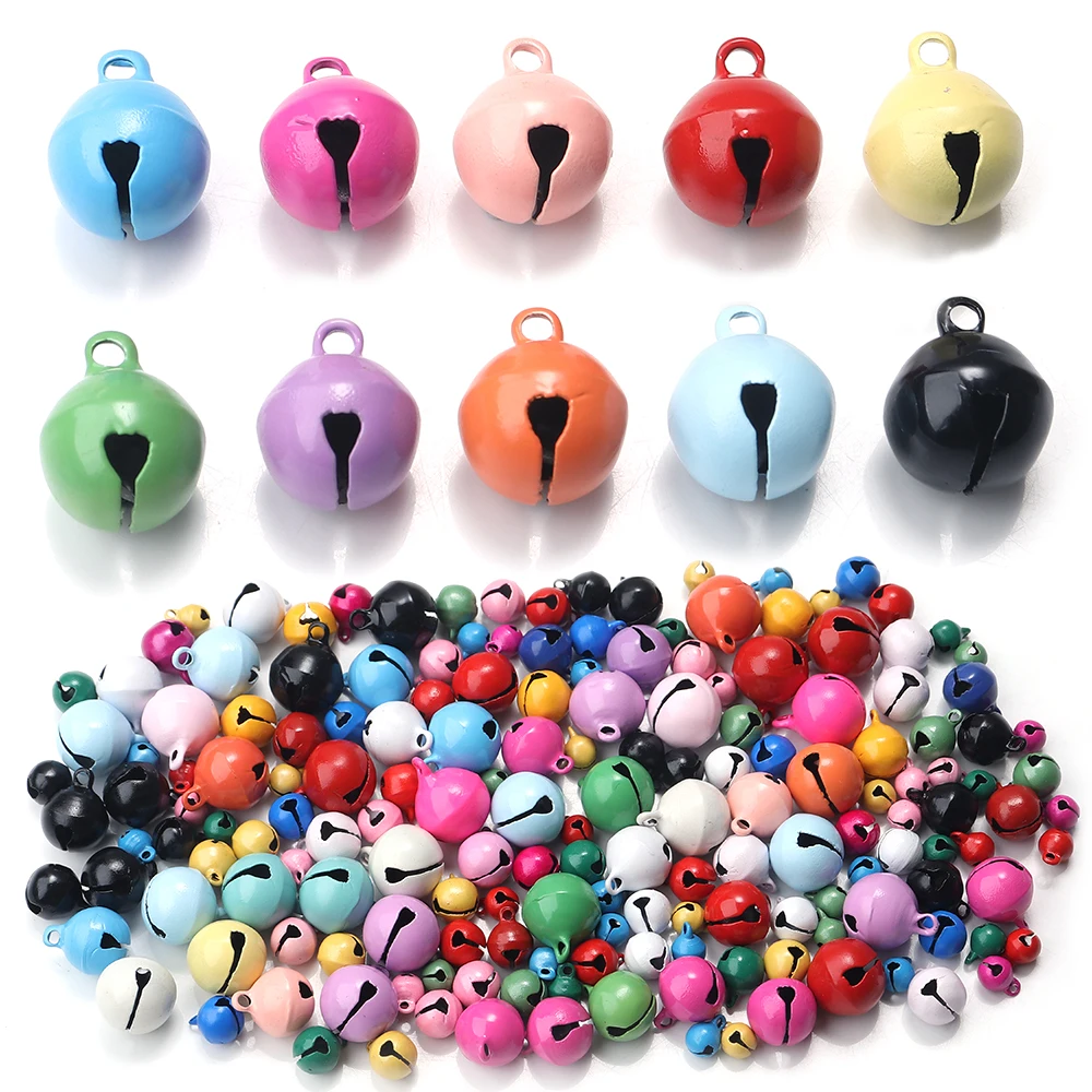 50pcs/lot Small Jingle Bells Beads Mix Colors Loose Charm Bell For Handmade Christmas Party Decoration DIY Jewelry Accessories