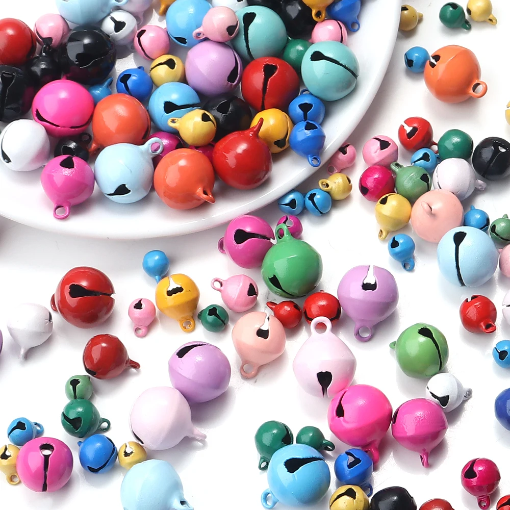 50pcs/lot Small Jingle Bells Beads Mix Colors Loose Charm Bell For Handmade Christmas Party Decoration DIY Jewelry Accessories