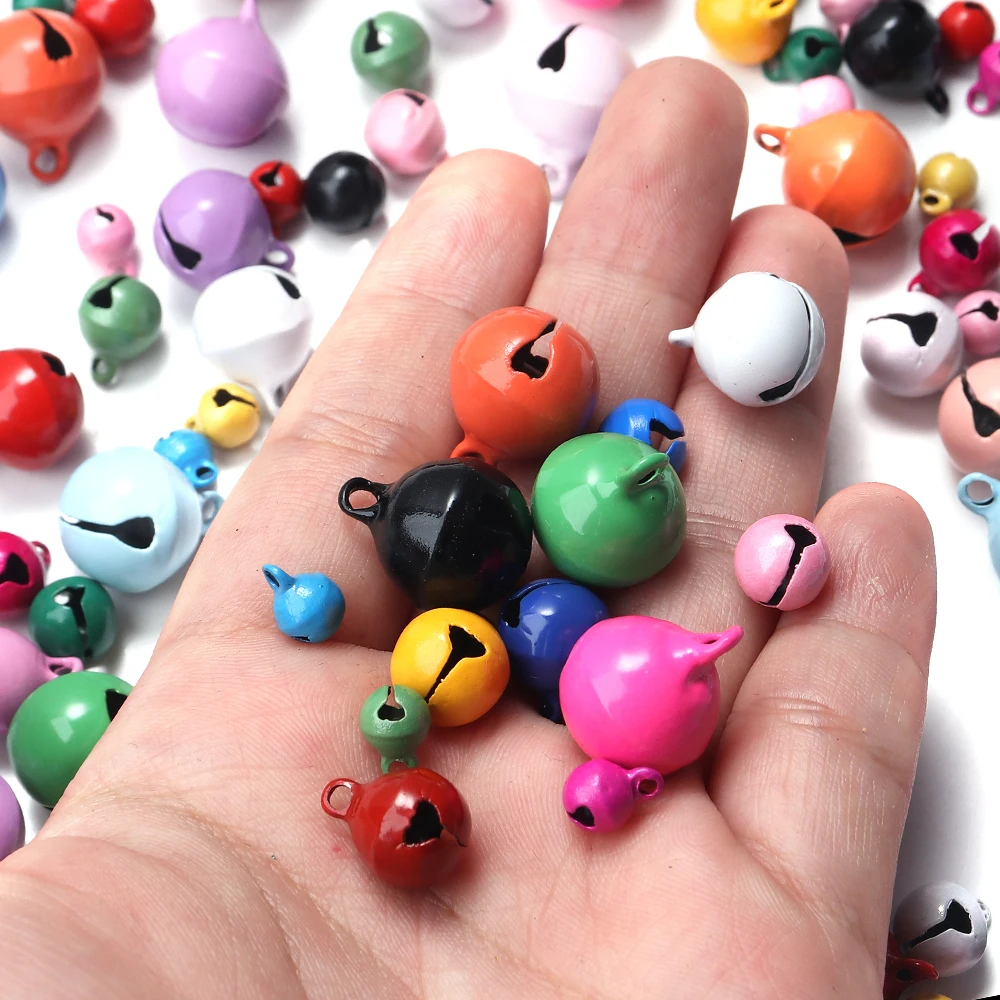 50pcs/lot Small Jingle Bells Beads Mix Colors Loose Charm Bell For Handmade Christmas Party Decoration DIY Jewelry Accessories
