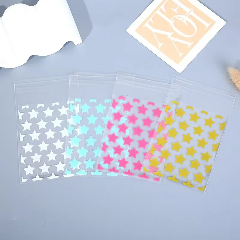 50/100PCS Star Self-adhesive Bag Candy Cookie Bag DIY Card Jewelry Self Adhesive Christmas New Year Gift Packaging Bag
