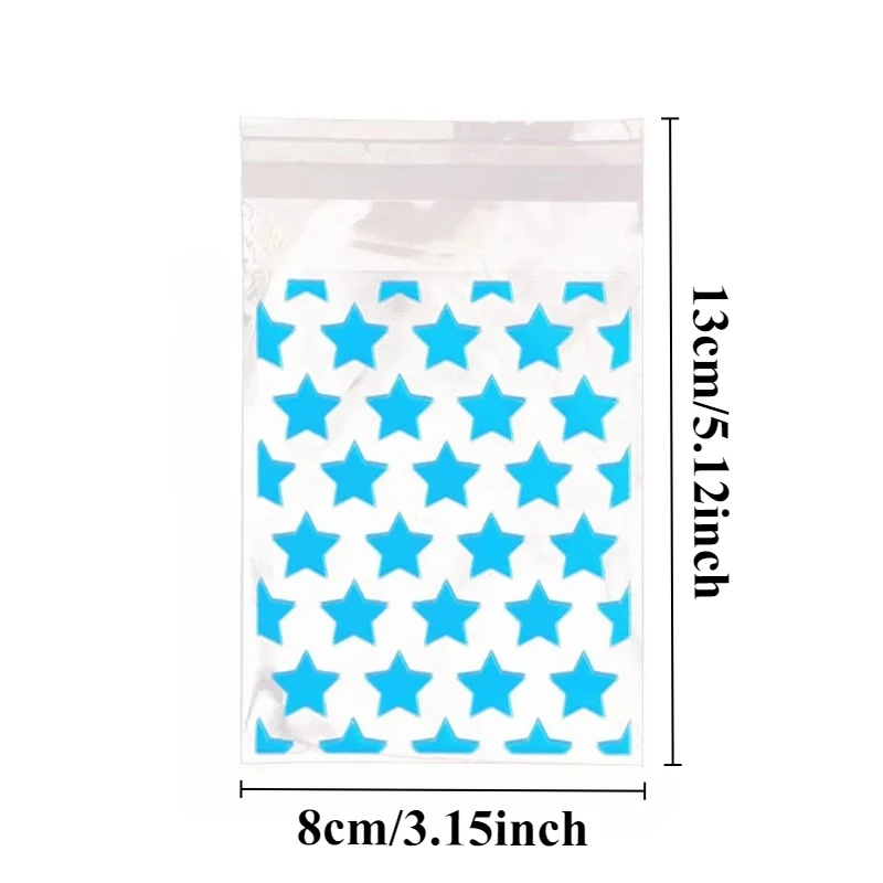 50/100PCS Star Self-adhesive Bag Candy Cookie Bag DIY Card Jewelry Self Adhesive Christmas New Year Gift Packaging Bag