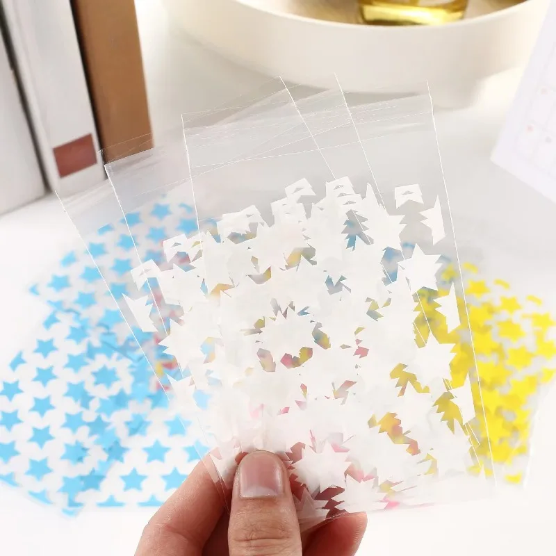 50/100PCS Star Self-adhesive Bag Candy Cookie Bag DIY Card Jewelry Self Adhesive Christmas New Year Gift Packaging Bag