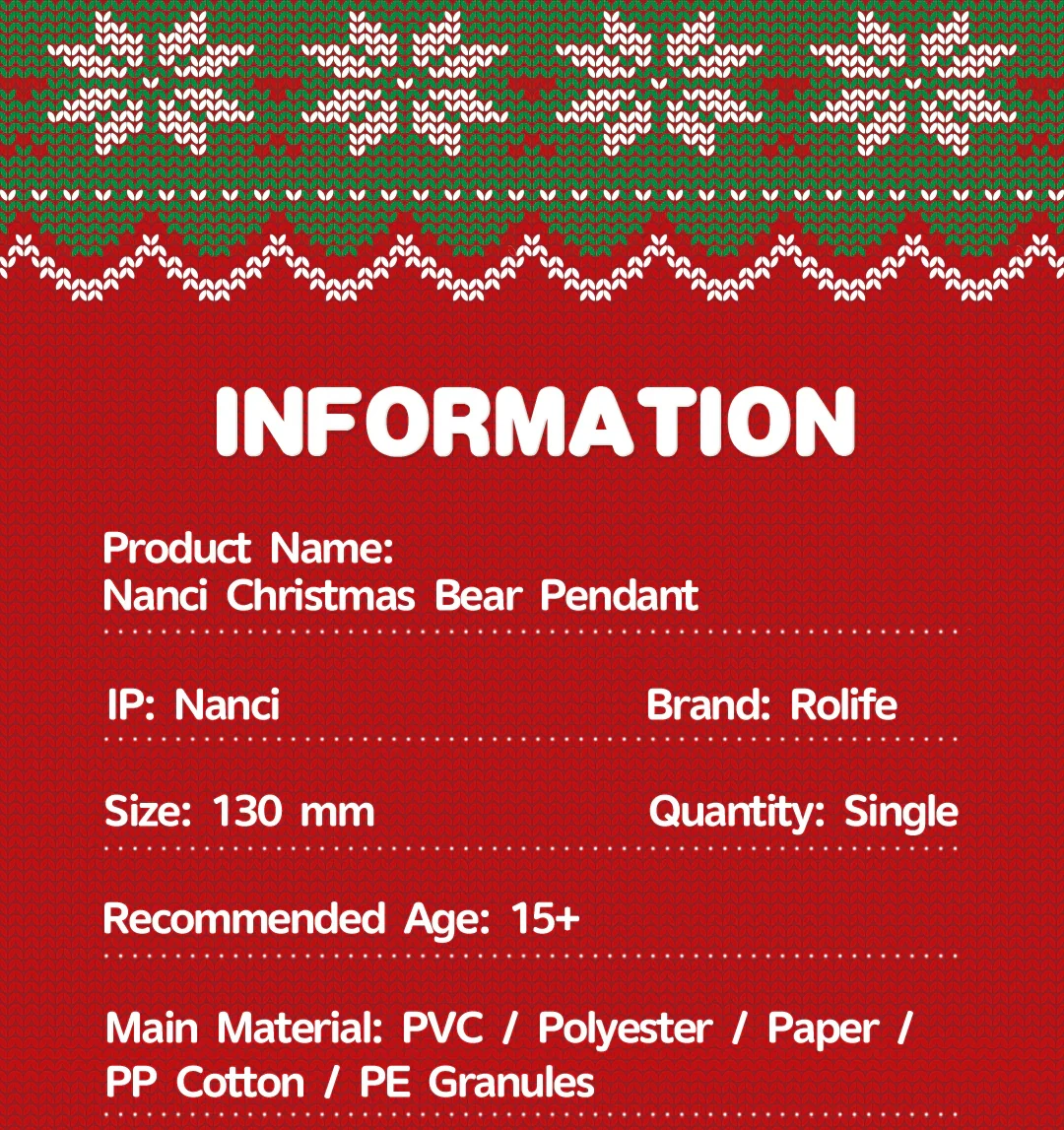 ROBOTIME Rolife Nanci Christmas Bear Plush Pendant Soft Lambswool Keychain for Bag Classic Holiday Decor Ideal Gift For Girl