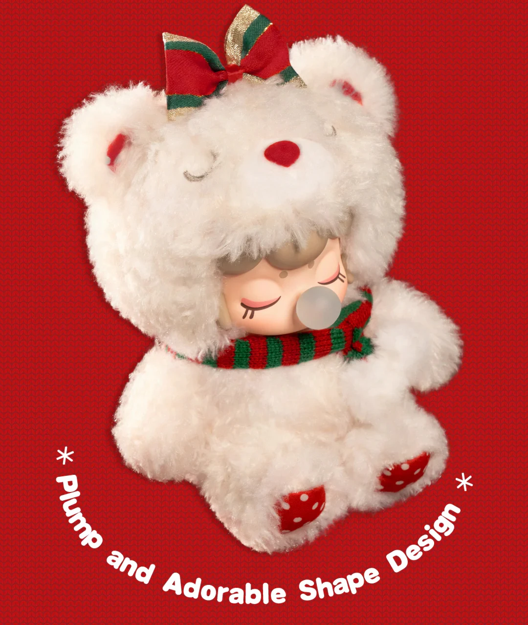 ROBOTIME Rolife Nanci Christmas Bear Plush Pendant Soft Lambswool Keychain for Bag Classic Holiday Decor Ideal Gift For Girl