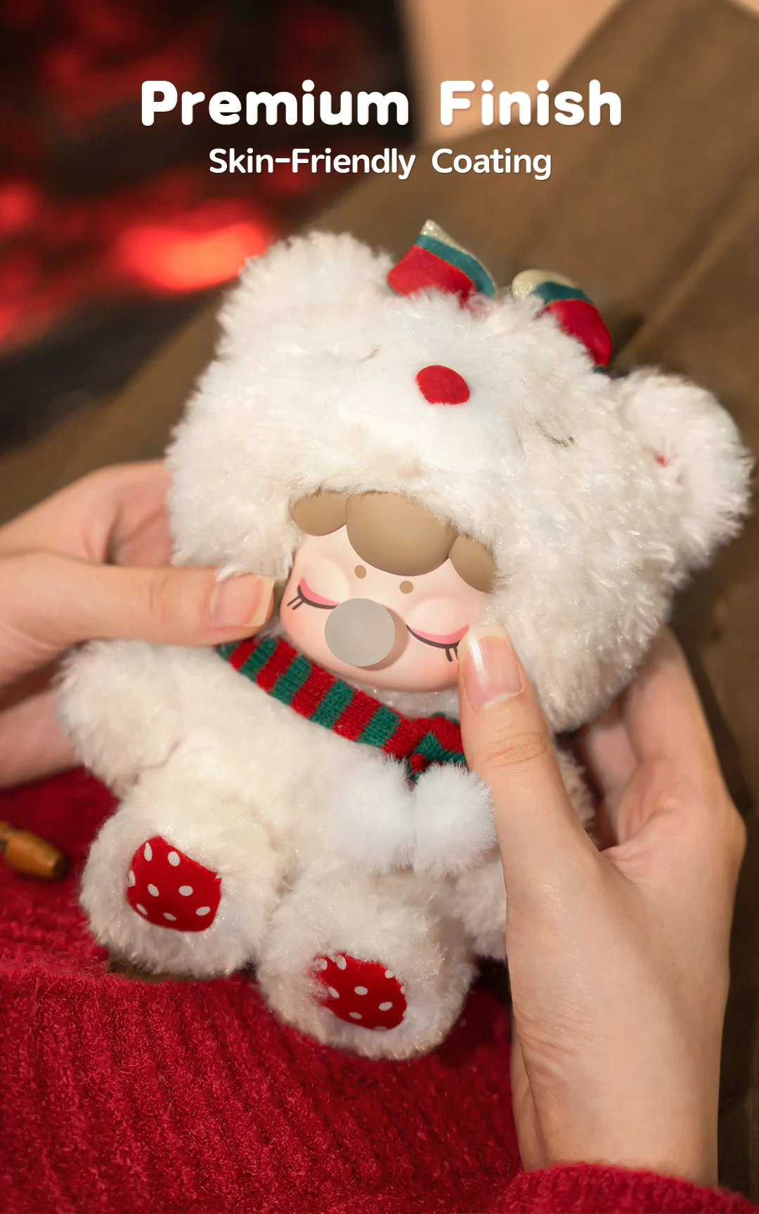 ROBOTIME Rolife Nanci Christmas Bear Plush Pendant Soft Lambswool Keychain for Bag Classic Holiday Decor Ideal Gift For Girl