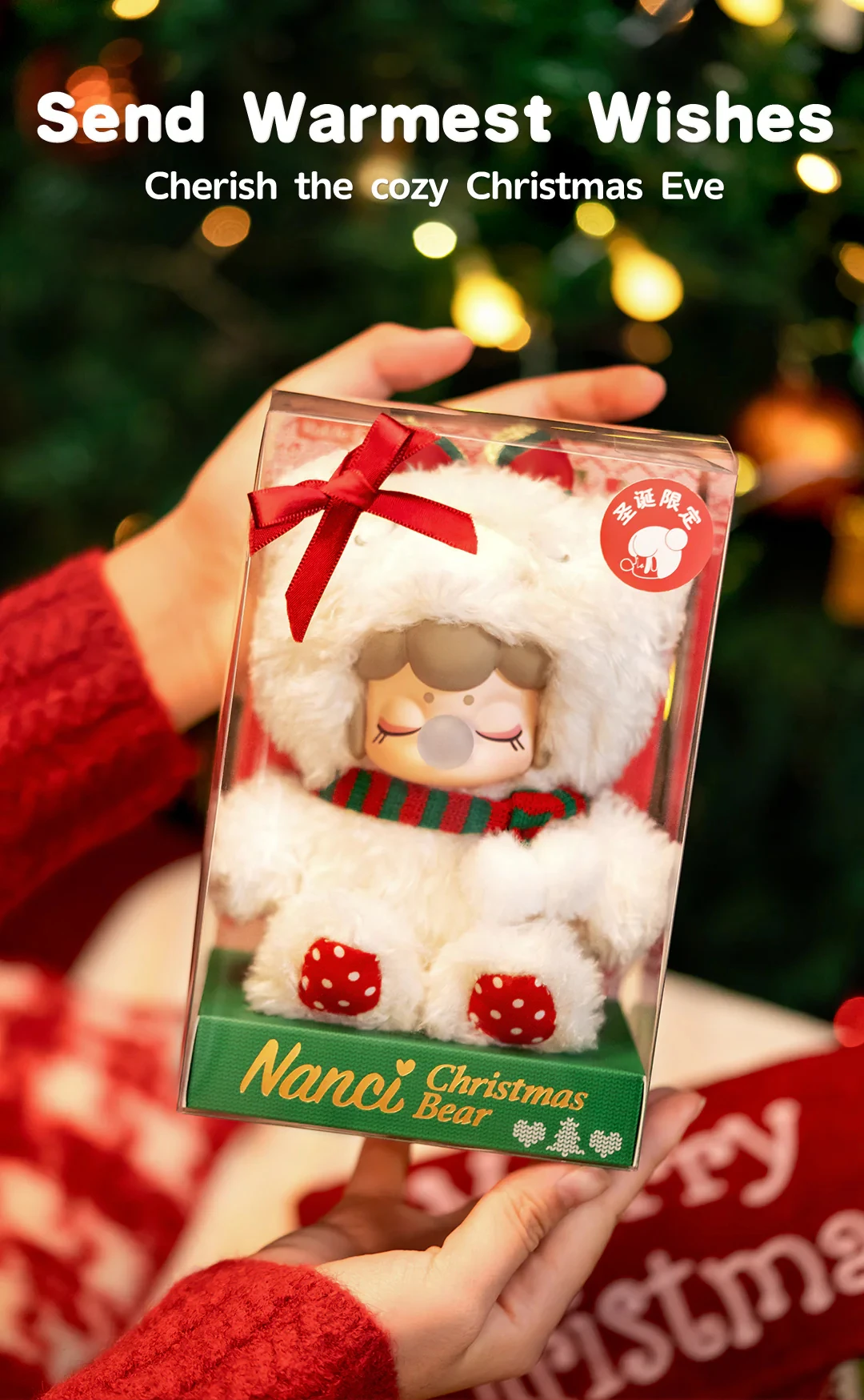 ROBOTIME Rolife Nanci Christmas Bear Plush Pendant Soft Lambswool Keychain for Bag Classic Holiday Decor Ideal Gift For Girl