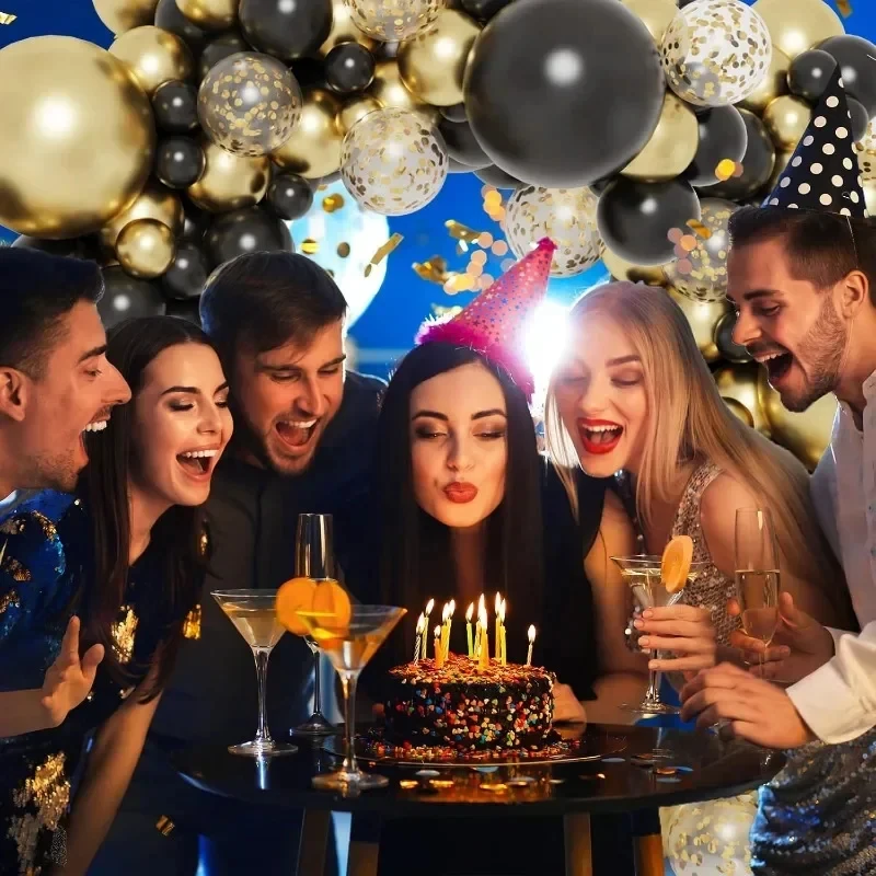Wholesale Latex Balloons Shiny Sequin Black and Gold Inflatable Balloon for Wedding Party Birthday Christmas Home Decor Supplies