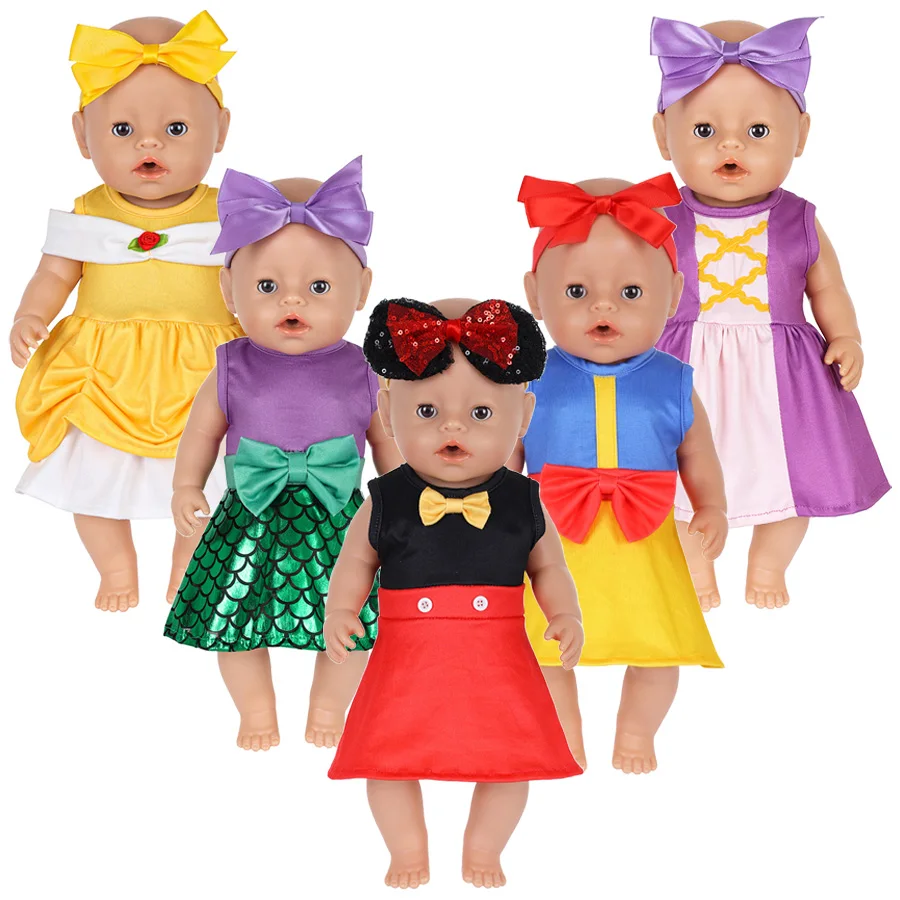Elegant Princess Dresses For 18 Inch Dolls Cute Costume Outfits With Hairband Fits America Doll Kids Christmas Birthday Gift