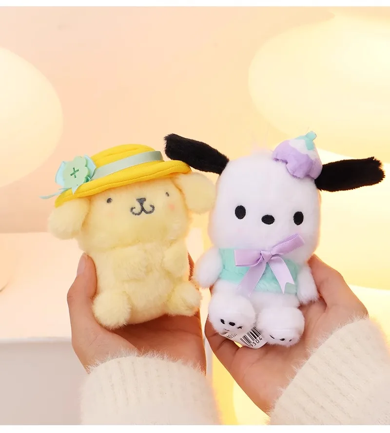 Sanrio Hello Kitty Kuromi Melody Pachacoo Cinnamoroll Stuffed Plush Toys Pendant Cute KT Keyring Anime Keychain Christmas Gift