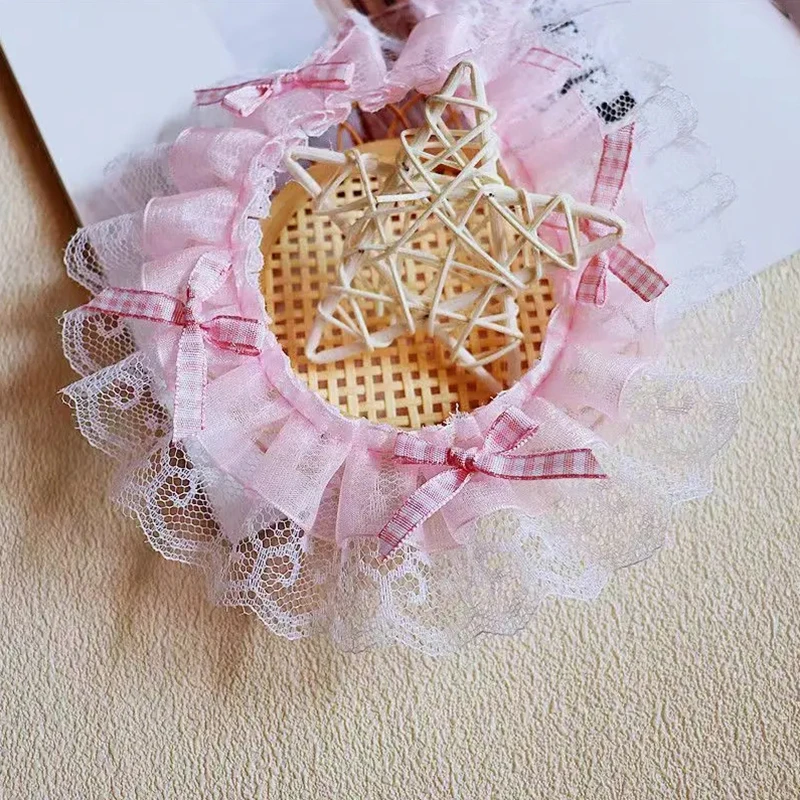 1Yard Multi-Color Ruffle Wave Bow Embroidery Lace Fabric Trim For Christmas DIY Dress Wedding Festival Decoration Sewing Repair