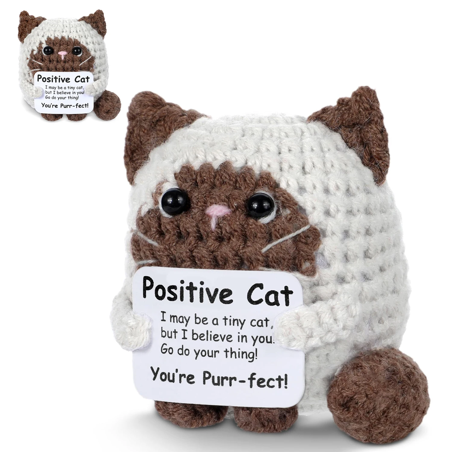 Crocheted Cats Full of Positive Energy, Emotional Encouragement, Birthday Gifts for Friends, Handmade Knitted Cats, Gifts for Female Colleagues, Friends, Students, Small Birthday and Christmas Gifts, Stocking Stuffers