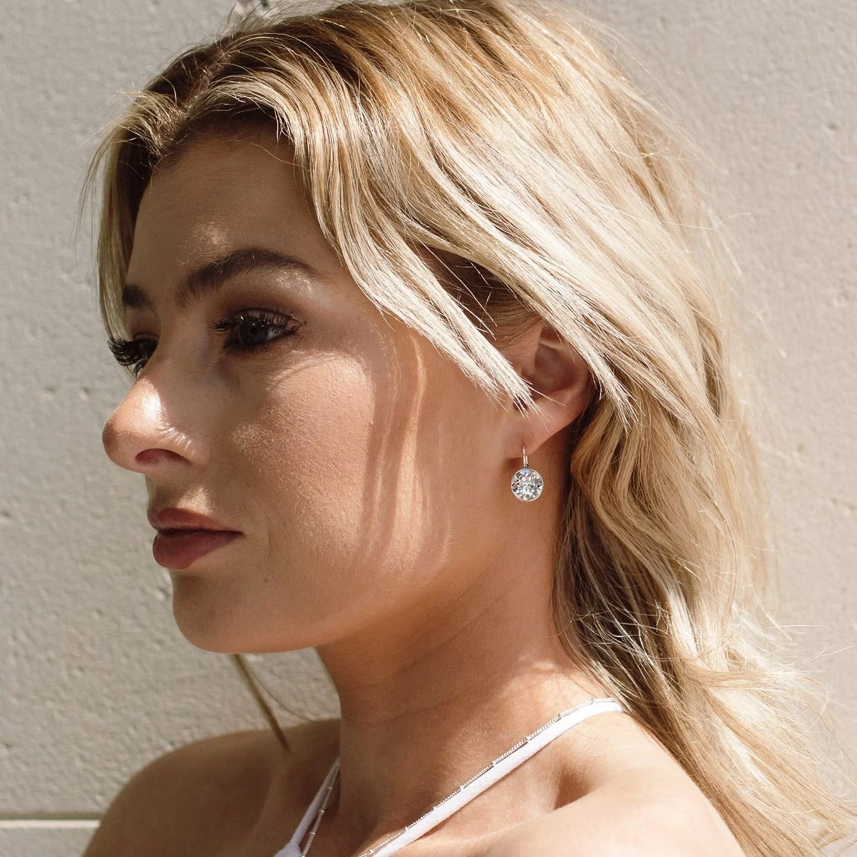 Bella Drop Earring for Women Christmas Birthday Premium Austrian Crystals Round Cut Dangle Silver Gold Color Pierced Jewelry