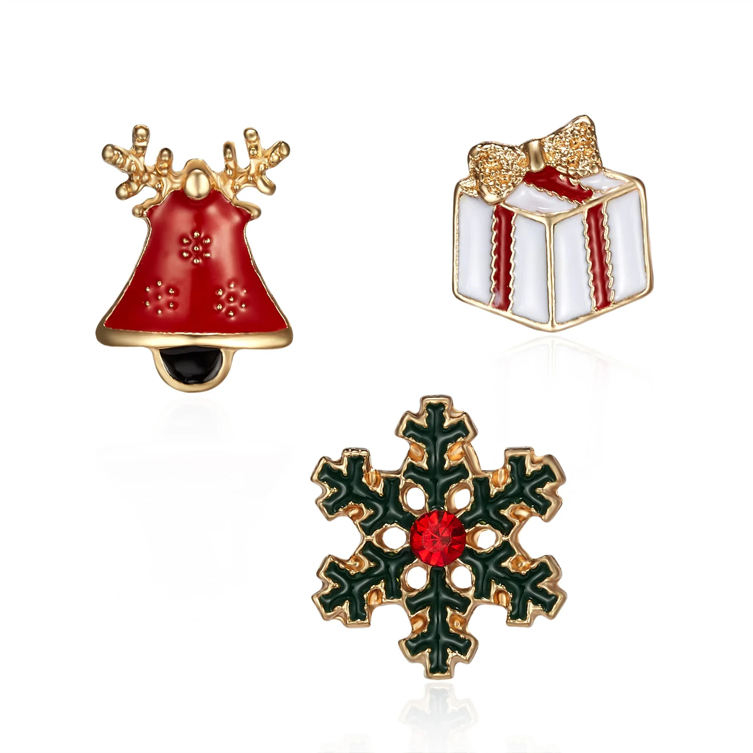 3pcs/set Merry Christmas Brooches Christmas Socks Christmas Tree Elk Enamel Badge Small Brooch Women Fashion Party Jewelry Gifts