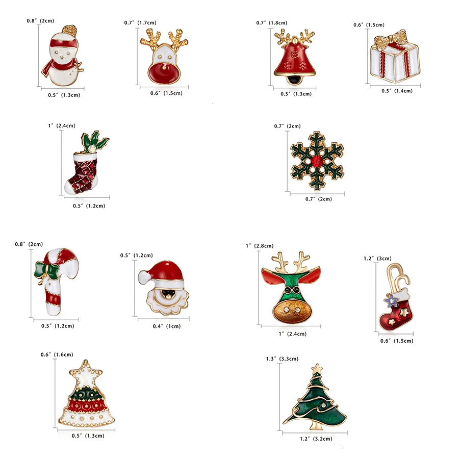 3pcs/set Merry Christmas Brooches Christmas Socks Christmas Tree Elk Enamel Badge Small Brooch Women Fashion Party Jewelry Gifts