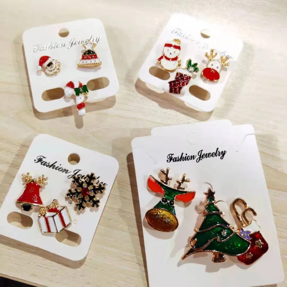 3pcs/set Merry Christmas Brooches Christmas Socks Christmas Tree Elk Enamel Badge Small Brooch Women Fashion Party Jewelry Gifts