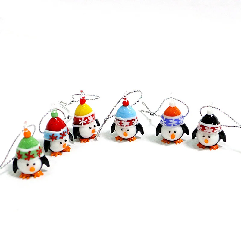 Mini Handmade Glass Christmas Tree Art Figurines Ornaments Colorful High Grade Cute Pendant Xmas Hanging Decor Charm Accessories