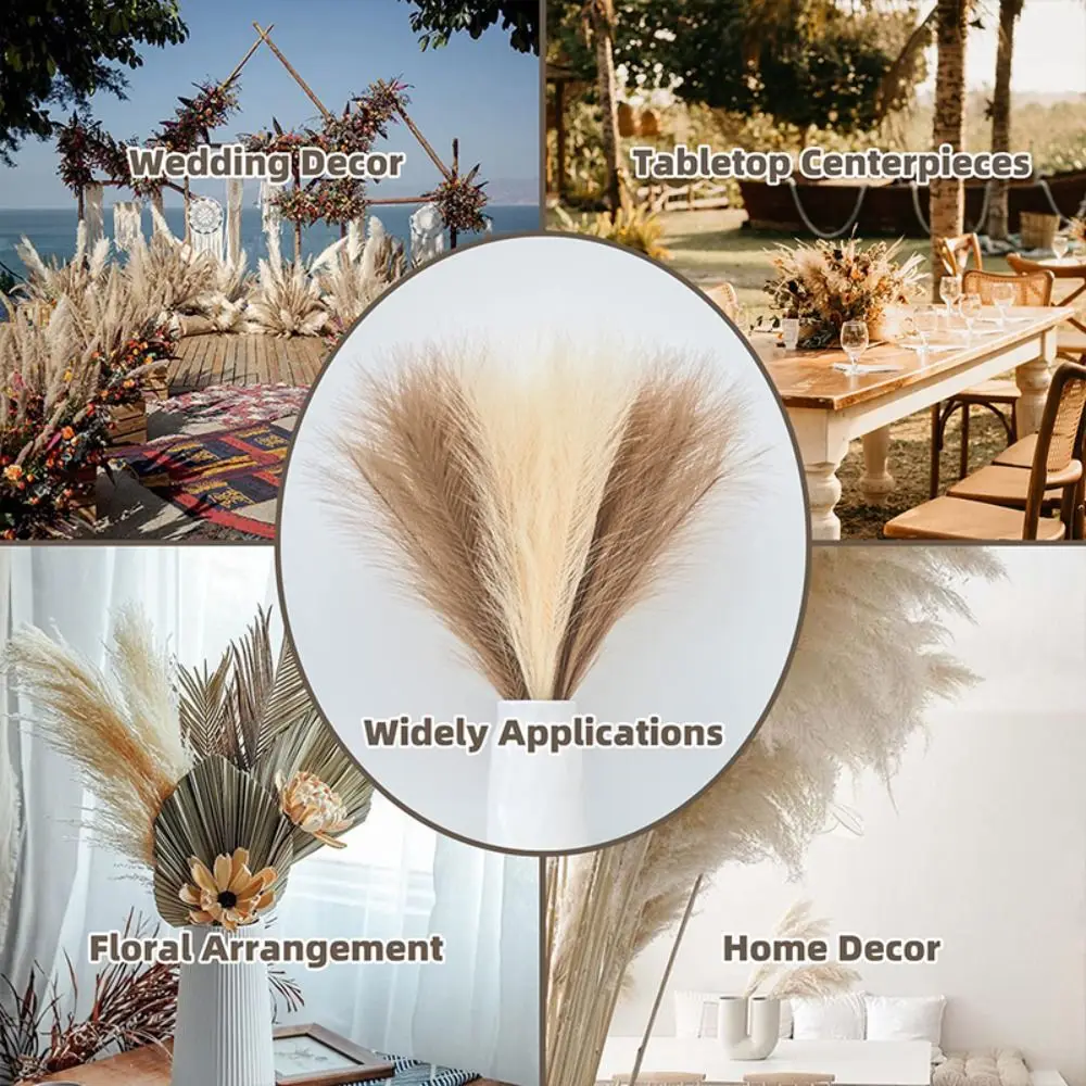 10PCS/Set 55CM Artificial Fluffy Pampas Grass Boho Decor Flower Fake Plant Reed Simulated Wedding Party Christmas Home Decor