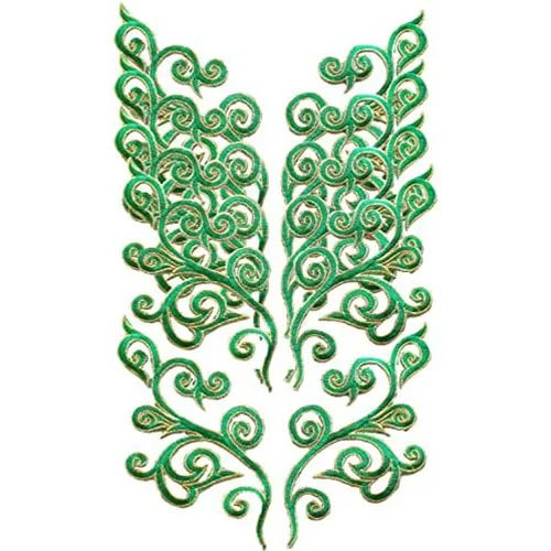 1 Pair Embroidery Golden Thread Flower Patches Fabric Christmas Bride Wedding Dress Bags DIY Festival Accessories Sewing Repair