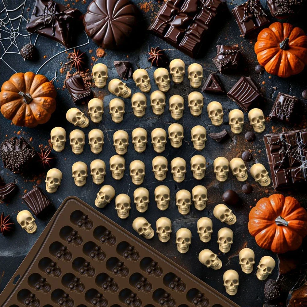 100 Grid Silicone Mold Non-Stick Easy Release DIY Christmas Tree Turkey Gingerbread Man Chocolate Biscuit Skull Ghost Mold