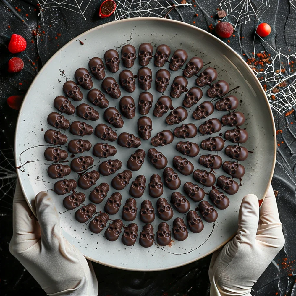 100 Grid Silicone Mold Non-Stick Easy Release DIY Christmas Tree Turkey Gingerbread Man Chocolate Biscuit Skull Ghost Mold