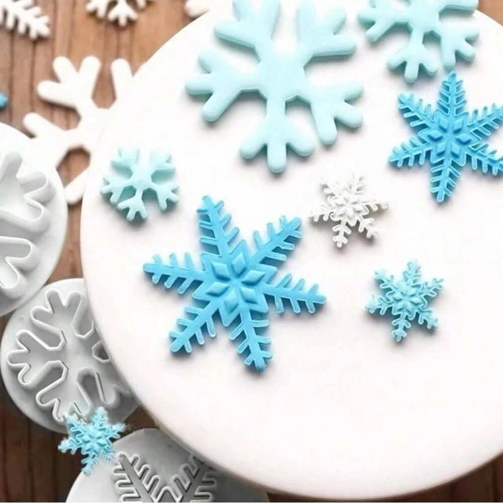 3PCS/set Cookie Plunger Cutters Snowflake Gear Patterns for Christmas Biscuits Fondant Sugarcraft Decor Cake Baking Molds