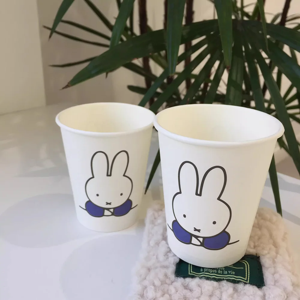 Cute Miffy Kawaii Cartoon Ins Paper Cup Thickening 250ml High Temperature Resistance Disposable Cups Christmas Gift